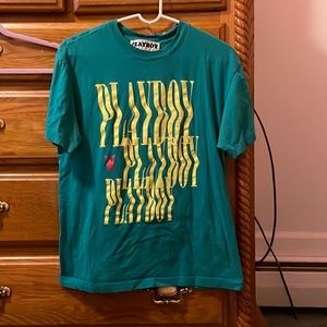 Size Medium Playboy bunny shirt, wavy lettering